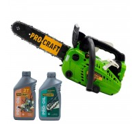 Бензопила Procraft GS-250 + Олива Procraft для ланцюга 1 л + Олива Procraft моторна 2-тактна 1 л